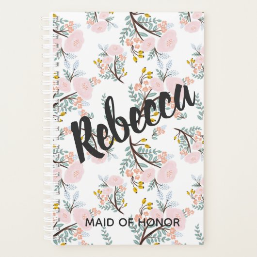 Floral Bruidsmeisje Blush Roze Wedding Planner (Voorkant)