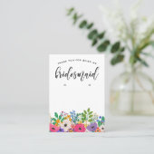 Floral bruidsmeisje dank u voor oorbel display visitekaartje (Staand voorkant)