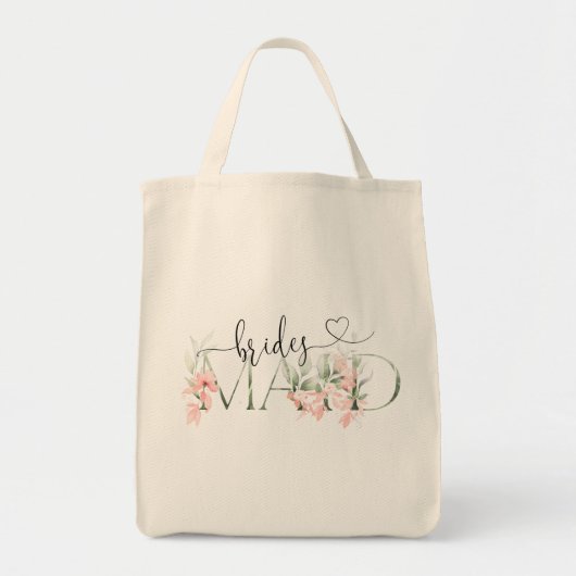 Floral Bruidsmeisje Gift Canvas tas Vrijgezellenfe (Voorkant)
