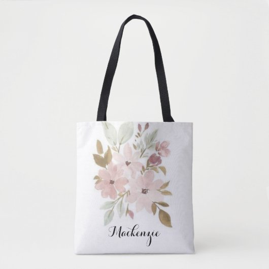 Floral Bruidsmeisje Gift Gepersonaliseerde Canvas  Tote Bag (Voorkant)