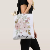 Floral Bruidsmeisje Gift Gepersonaliseerde Canvas  Tote Bag (Dichtbij)