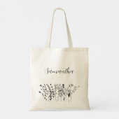 Floral Bruidsmeisje Naam Bachelorette Tote Bag (Achterkant)