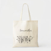 Floral Bruidsmeisje Naam Bachelorette Tote Bag (Voorkant)