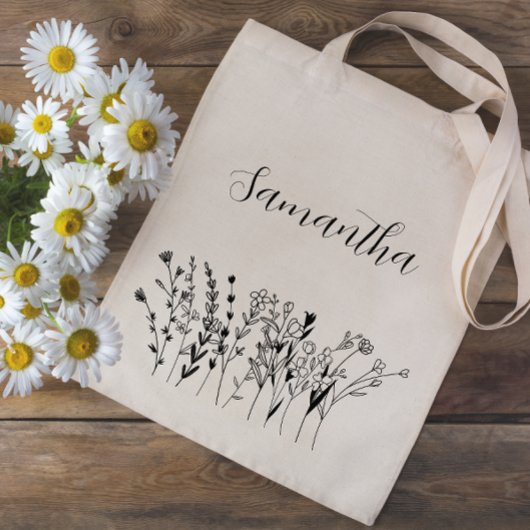 Floral Bruidsmeisje Naam Bachelorette Tote Bag