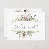 Floral bruidsmeisje voorstel Kaart (Voorkant / Achterkant)