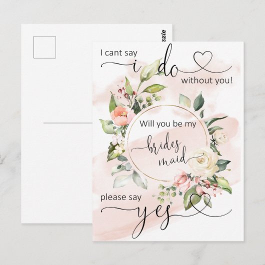 Floral bruidsmeisje voorstel Kaarten (Voorkant / Achterkant)