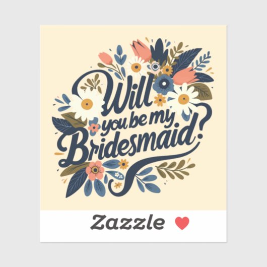 Floral bruidsmeisje voorstel Sticker Decal (Vel)