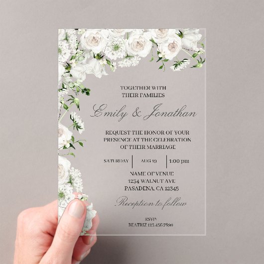 Floral bruiloft acryl uitnodigingen (Insitu (Draagbaar))