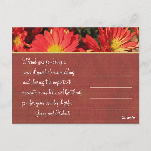 Floral bruiloft bedankt je postkaart. briefkaart (Achterkant)