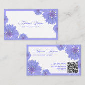 Floral bruiloft blue cornflower kalligrafie QR-cod Visitekaartje (Voorkant / Achterkant)