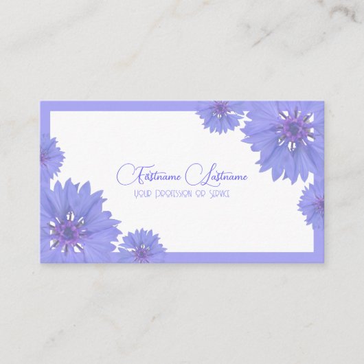 Floral bruiloft blue cornflower kalligrafie QR-cod Visitekaartje (Voorkant)