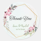 Floral bruiloft bruid en bruidegom dank u Stickers (Voorkant)