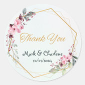 Floral bruiloft bruid en bruidegom dank u Stickers (Voorkant)
