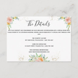 Floral bruiloft details bijvoegen goudschemering r informatiekaartje