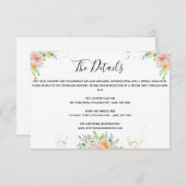 Floral bruiloft details bijvoegen goudschemering r informatiekaartje (Voorkant / Achterkant)