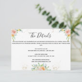 Floral bruiloft details bijvoegen goudschemering r informatiekaartje (Staand voorkant)