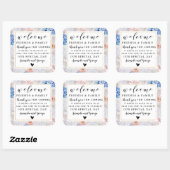 Floral bruiloft gunst gepersonaliseerd dank u vierkante sticker (Vel)