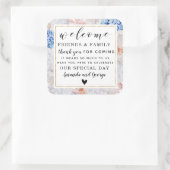 Floral bruiloft gunst gepersonaliseerd dank u vierkante sticker (Tas)