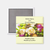 Floral bruiloft gunst magneet Sjabloon (Voorkant / Achterkant)