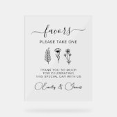 Floral bruiloft gunsten tafel teken, feest gunsten acryl bord (Voorkant)