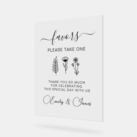 Floral bruiloft gunsten tafel teken, feest gunsten acryl bord (Hoek)