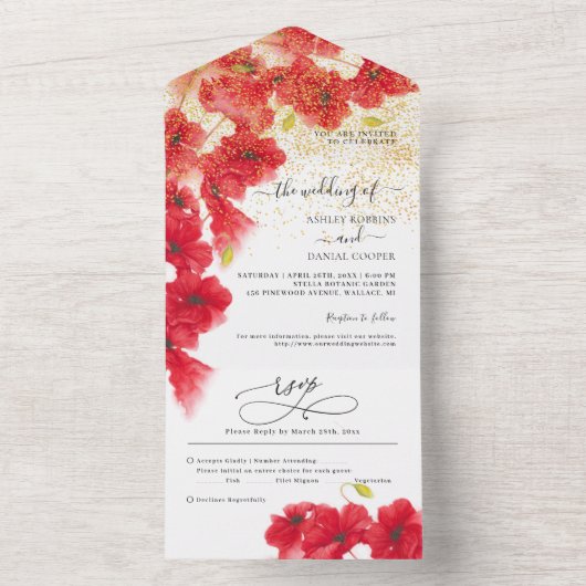 Floral bruiloft in één uitnodiging (Binnen)