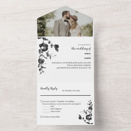 Floral bruiloft in één uitnodiging (Binnen)