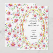 Floral bruiloft kaart (Voorkant / Achterkant)