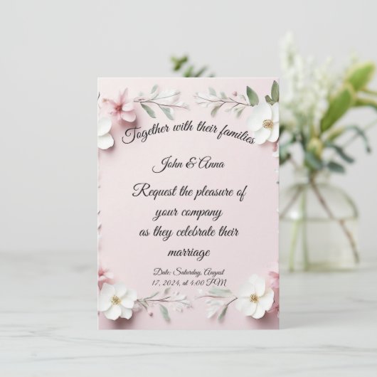 Floral bruiloft kaart (Staand voorkant)