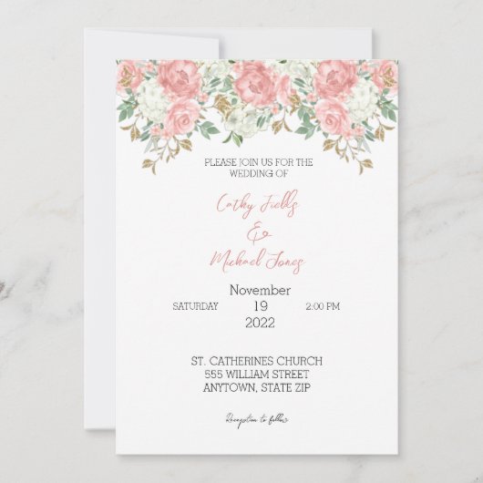 Floral bruiloft kaart (Voorkant)