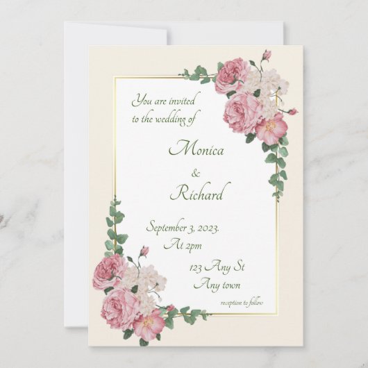 Floral bruiloft kaart (Voorkant)