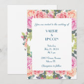 Floral bruiloft kaart (Voorkant / Achterkant)