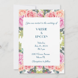 Floral bruiloft kaart