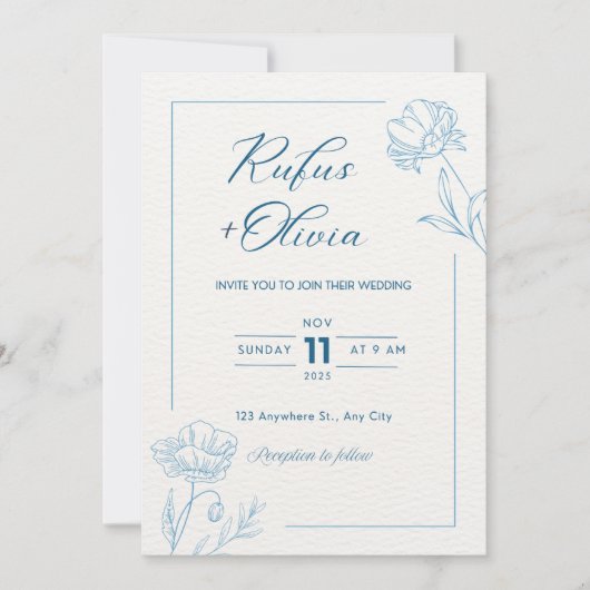 Floral bruiloft kaart (Voorkant)