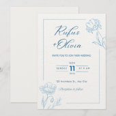 Floral bruiloft kaart (Voorkant / Achterkant)