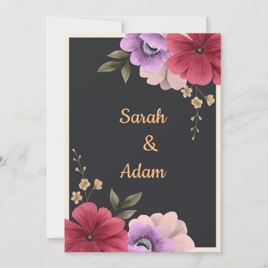 Floral bruiloft kaart (Voorkant)