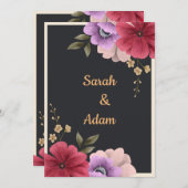 Floral bruiloft kaart (Voorkant / Achterkant)