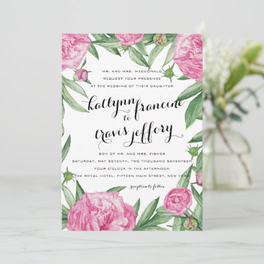 Floral bruiloft kaart (Staand voorkant)