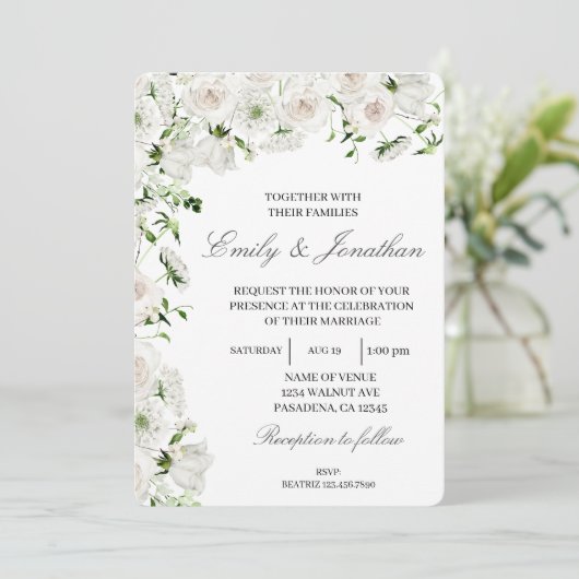 Floral bruiloft kaart (Staand voorkant)