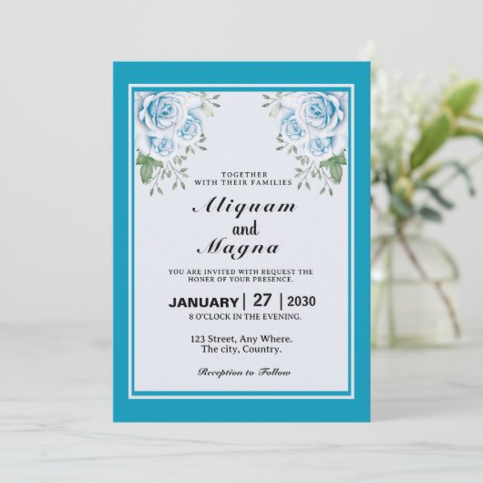 Floral bruiloft kaart (Staand voorkant)