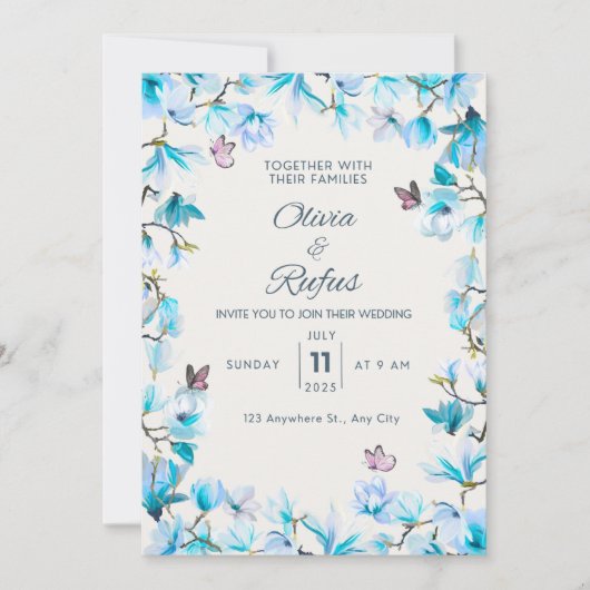 Floral bruiloft kaart (Voorkant)