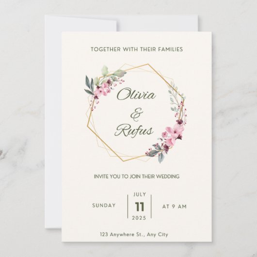 Floral bruiloft kaart (Voorkant)