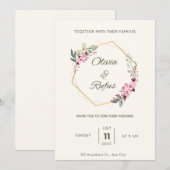 Floral bruiloft kaart (Voorkant / Achterkant)