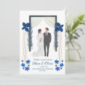 Floral bruiloft kaart (Staand voorkant)