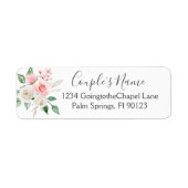 Floral bruiloft label Pinky Peach White Waterverf (Voorkant)