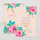 Floral bruiloft met bloemen kaart (Voorkant / Achterkant)