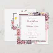 Floral bruiloft met foto's achterin kaart (Voorkant / Achterkant)