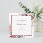 Floral bruiloft met foto's achterin kaart (Staand voorkant)