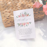 Floral bruiloft met Waterverf in blote vorm Bedankkaart<br><div class="desc">Creëer uw eigen Waterverf met blokjes en tassen op maat - Floral Wedding - Bedankt voor het gebruik van deze sjablonen door Cali Graphics. Dit florale tuinbruiloft is voorzien van prachtige bloemen met een roze waterverf boven en onder 'dank u' in een mooi modern calligrafiekscript. Deze kaarten worden gevouwen zodat...</div>