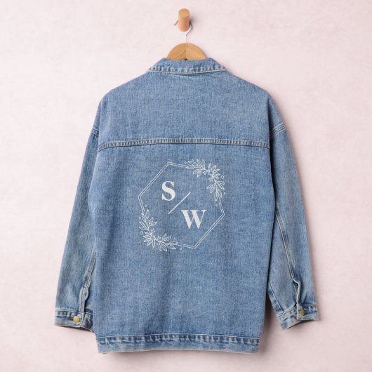 Floral bruiloft monogram Elegant Eenvoudig Minimal Denim Jacket (Hangar)